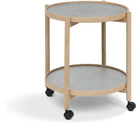 Thomsen Furniture James tavolino con vassoio - Rovere/Aspetto pietra grigio scuro/Pietra grigio granito Ø50 cm