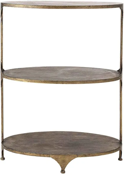 CREATIVE COLLECTION tavolino bar - metallo color ottone, con 2 ripiani, ovale
