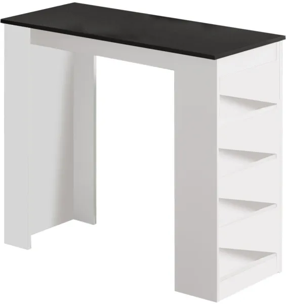 NORDVÄRK ST1 tavolo bar, con 3 ripiani - melamina bianca e nera (120x51,6)