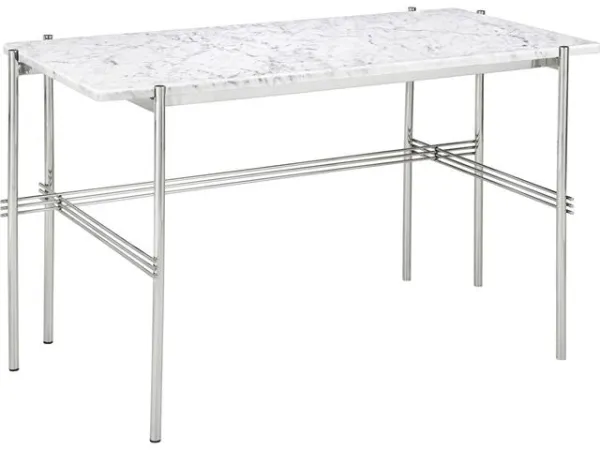 GUBI TS Scrivania 120x60 Acciaio Lucido/Marmo Bianco Carrara