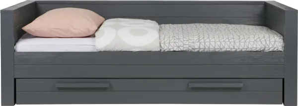 Dennis, Divano letto, grigio scuro, H73x101x219 cm, pino
