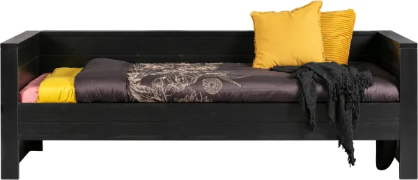 Dennis, Divano letto, nero, H73x101x219 cm, pino