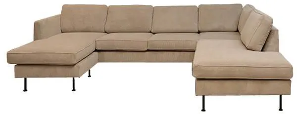 Divano Thy con chaise longue e open-end - 305 x 210 cm - velluto beige - orientamento sinistro