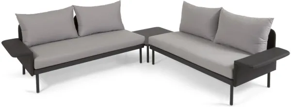 Zaltana, Set da salotto da esterno, nero, alluminio