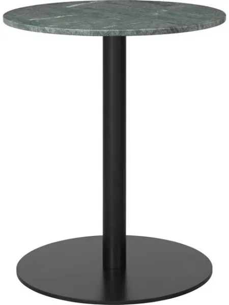GUBI 1.0 Tavolo da Pranzo Rotondo Ø60 cm con Base Nera e Piano in Marmo Verde Guatemala