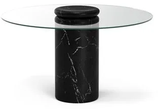 Karakter Castore Tavolo da Pranzo Ø130 Nero Marquina Marmo/Vetro Chiaro