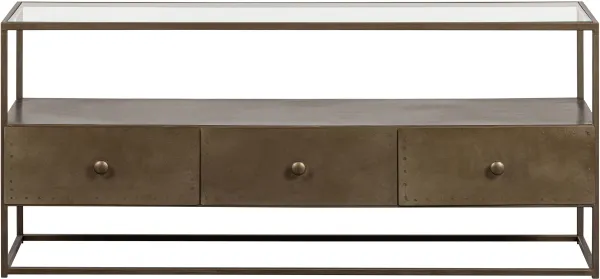 BEPUREHOME Collection mobile TV, con 3 cassetti - vetro e ferro in ottone antico
