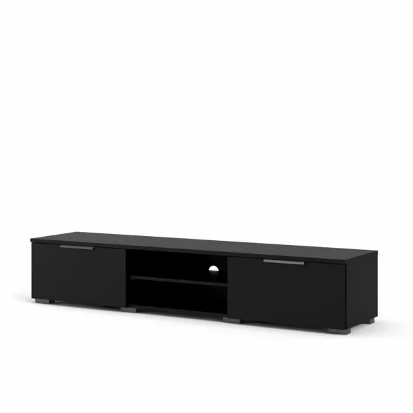 TVILUM Match mobile TV, con 1 ripiano e 2 cassetti - pellicola nera e plastica (172,7x39,9)