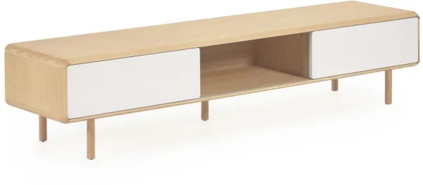 LAFORMA Anielle mobile TV, con 2 ante scorrevoli - impiallacciatura/legno di frassino grigio/naturale (180x41)