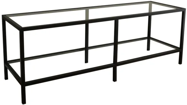 NORDVÄRK Basic mobile TV, con 1 ripiano - vetro e metallo nero opaco (130x40)